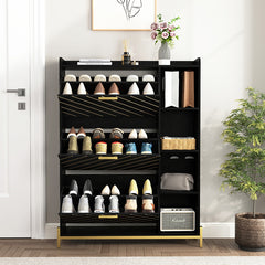 Bellemave® Shoe Cabinet with 3 Flip Drawers & Open Shelves