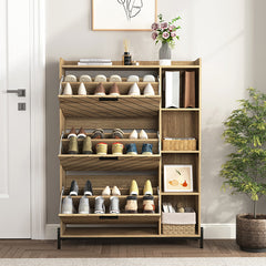 Bellemave® Shoe Cabinet with 3 Flip Drawers & Open Shelves