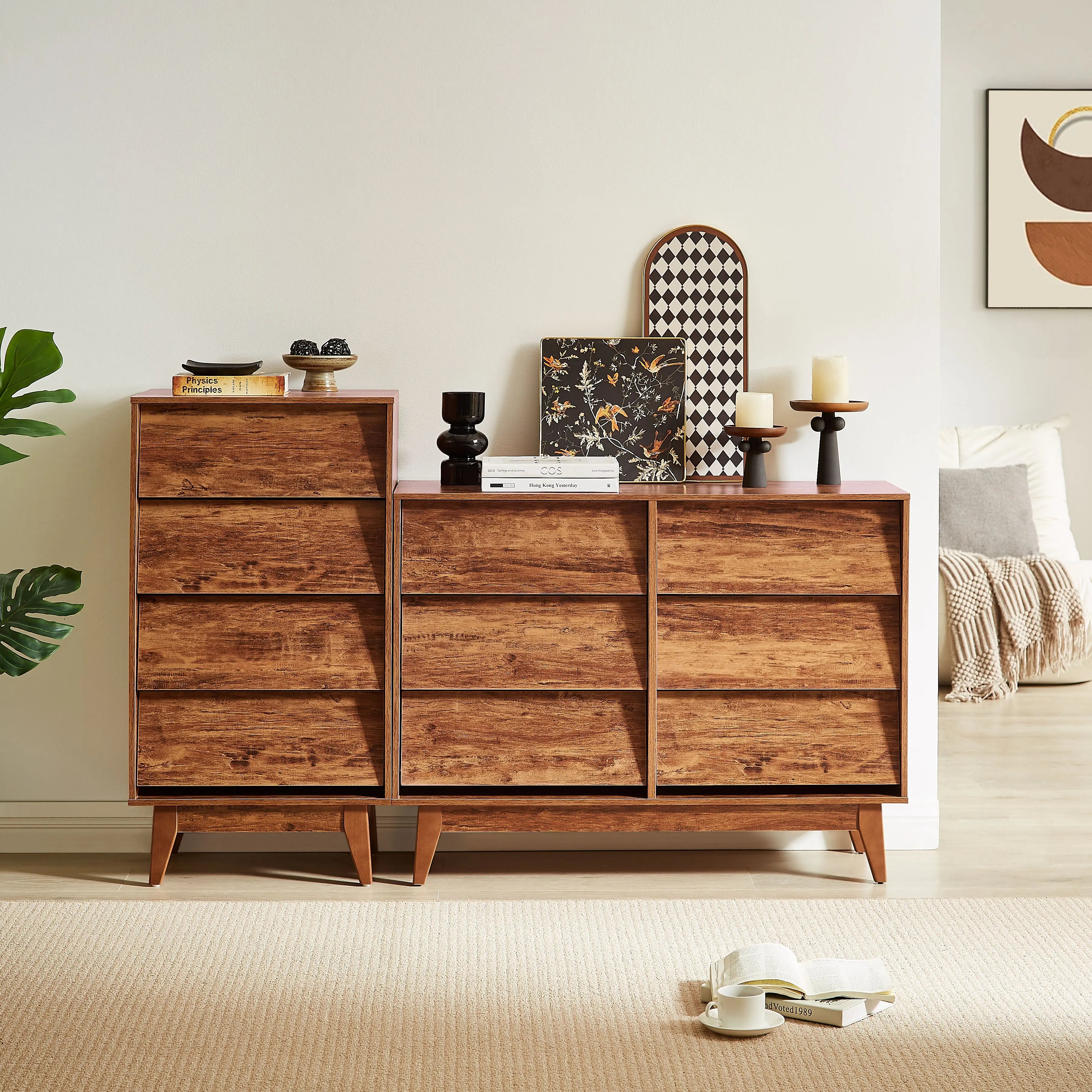 Bellemave 6 Drawer Double Dresser Features Vintage-style and Bevel Design Bellemave