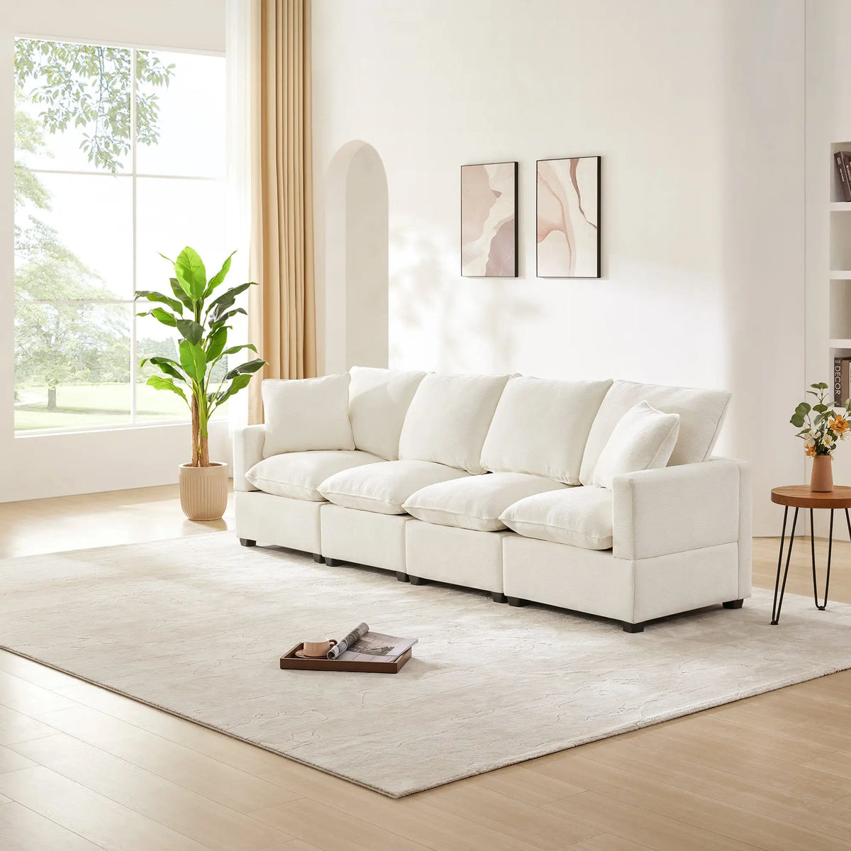 Bellemave® 110" Modern Chenille Modular Sofa with 2 Pillows Included Bellemave