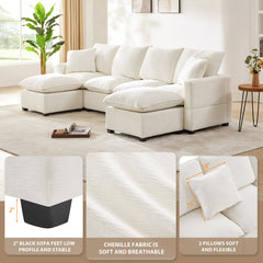 Bellemave® 110" U-Shape Modern Chenille Modular Sofa with 2 Pillows Included Bellemave