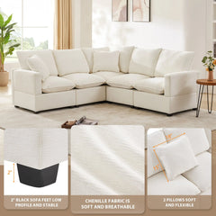 Bellemave® 84" L-Shape Modern Chenille Modular Sofa, with 2 Pillows Included Bellemave