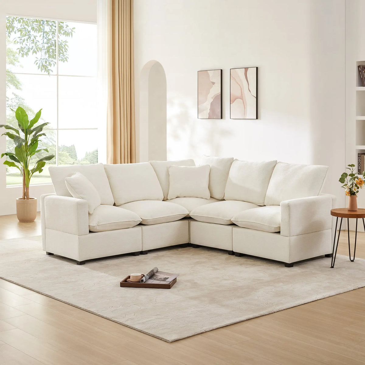 Bellemave® 84" L-Shape Modern Chenille Modular Sofa, with 2 Pillows Included Bellemave