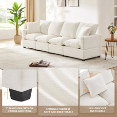 Bellemave® 110" Modern Chenille Modular Sofa with 2 Pillows Included Bellemave