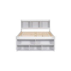 Bellemave® Full Size Platform Bed with Bookcase Headboard, Under bed Storage Drawers and Bed End Storage Case