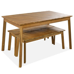 Bellemave® 3-Pieces Acacia Wood Table Bench Dining Set,2 Benches and Picnic Beer Table Bellemave