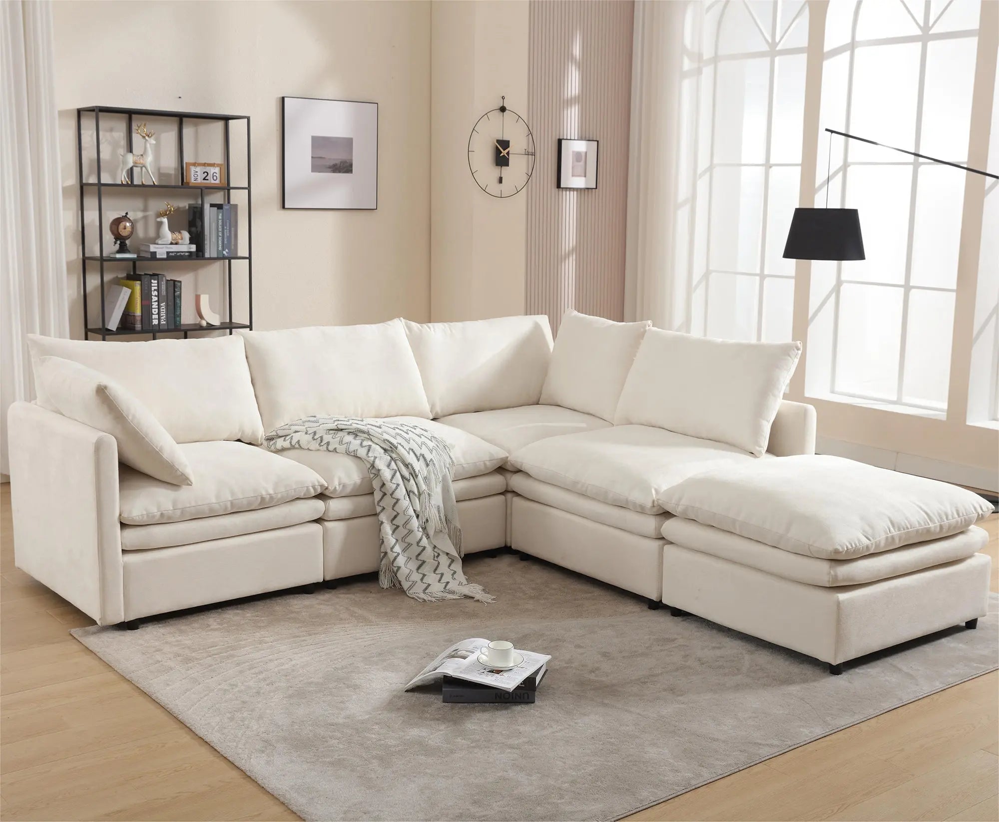 Bellemave® 129.9" Modern U-shaped Sectional Upholstered Sofa with Chaise Lounge Bellemave®