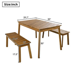 Bellemave® 3-Pieces Acacia Wood Table Bench Dining Set,2 Benches and Picnic Beer Table Bellemave