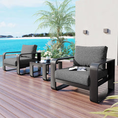 Bellemave® 3-Pieces Aluminum Frame Patio Furniture with 6.7" Thick Cushion And Coffee Table Bellemave