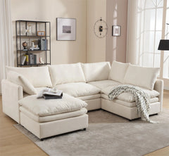 Bellemave® 129.9" Modern U-shaped Sectional Upholstered Sofa with Chaise Lounge Bellemave®