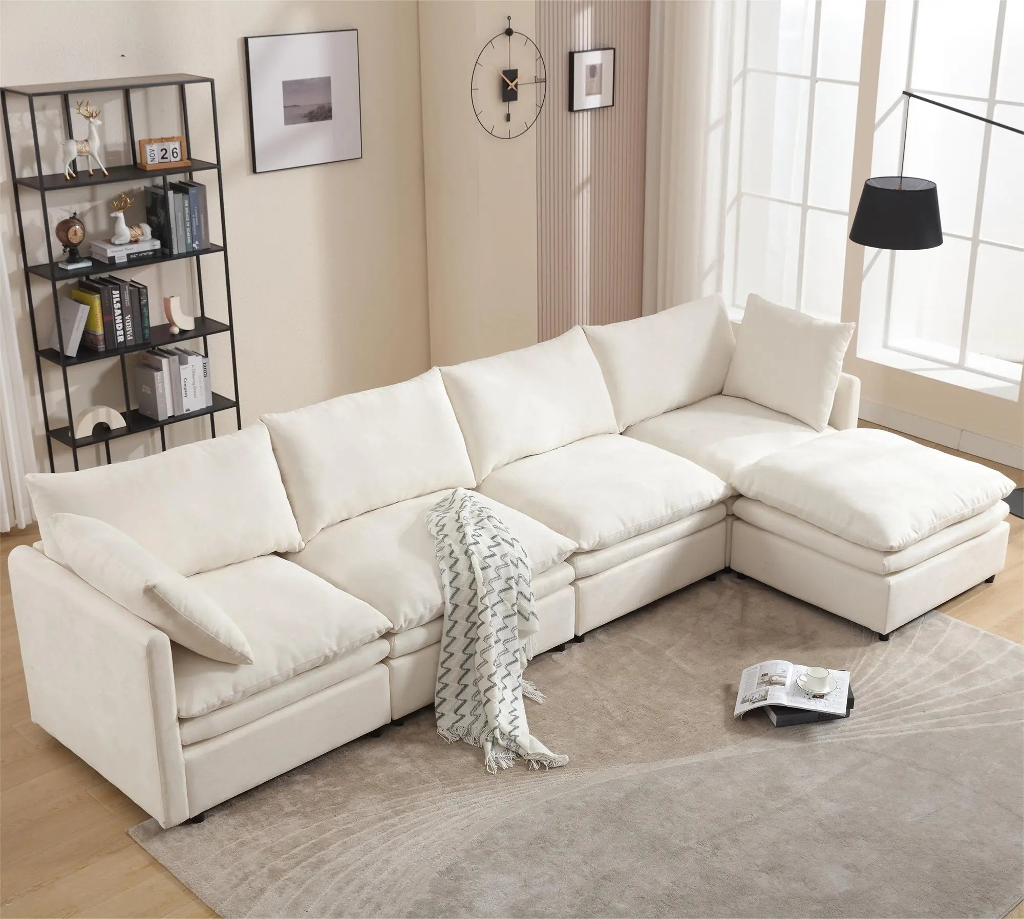 Bellemave® 129.9" Modern U-shaped Sectional Upholstered Sofa with Chaise Lounge Bellemave®