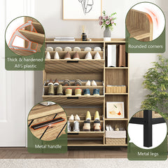 Bellemave® Shoe Cabinet with 3 Flip Drawers & Open Shelves