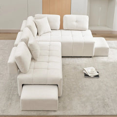 Bellemave® 91.73" L-shaped Sectional Sofa Couch with 2 Stools and 2 Lumbar Pillows Bellemave®