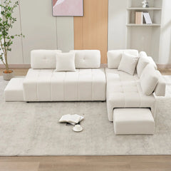 Bellemave® 91.73" L-shaped Sectional Sofa Couch with 2 Stools and 2 Lumbar Pillows Bellemave®