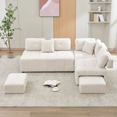 Bellemave® 91.73" L-shaped Sectional Sofa Couch with 2 Stools and 2 Lumbar Pillows Bellemave®