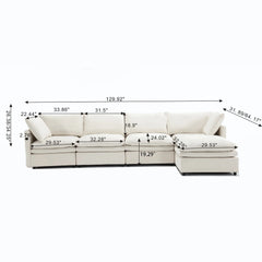 Bellemave® 129.9" Modern U-shaped Sectional Upholstered Sofa with Chaise Lounge Bellemave®