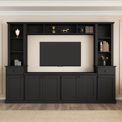 Bellemave® Minimalist Entertainment Wall Unit Set with Bridge, Adjustable Shelves