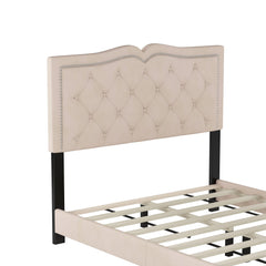 Bellemave® Velvet Upholstered Platform Bed with Tufted Headboard and Rivet Design Bellemave®