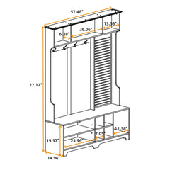 Bellemave® 57" Hall Tree with Shoe Bench, Coat Rack ,Shoe Storage ,Storage Shelves and Pegboard Bellemave®