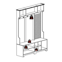 Bellemave® 57" Hall Tree with Shoe Bench, Coat Rack ,Shoe Storage ,Storage Shelves and Pegboard Bellemave®