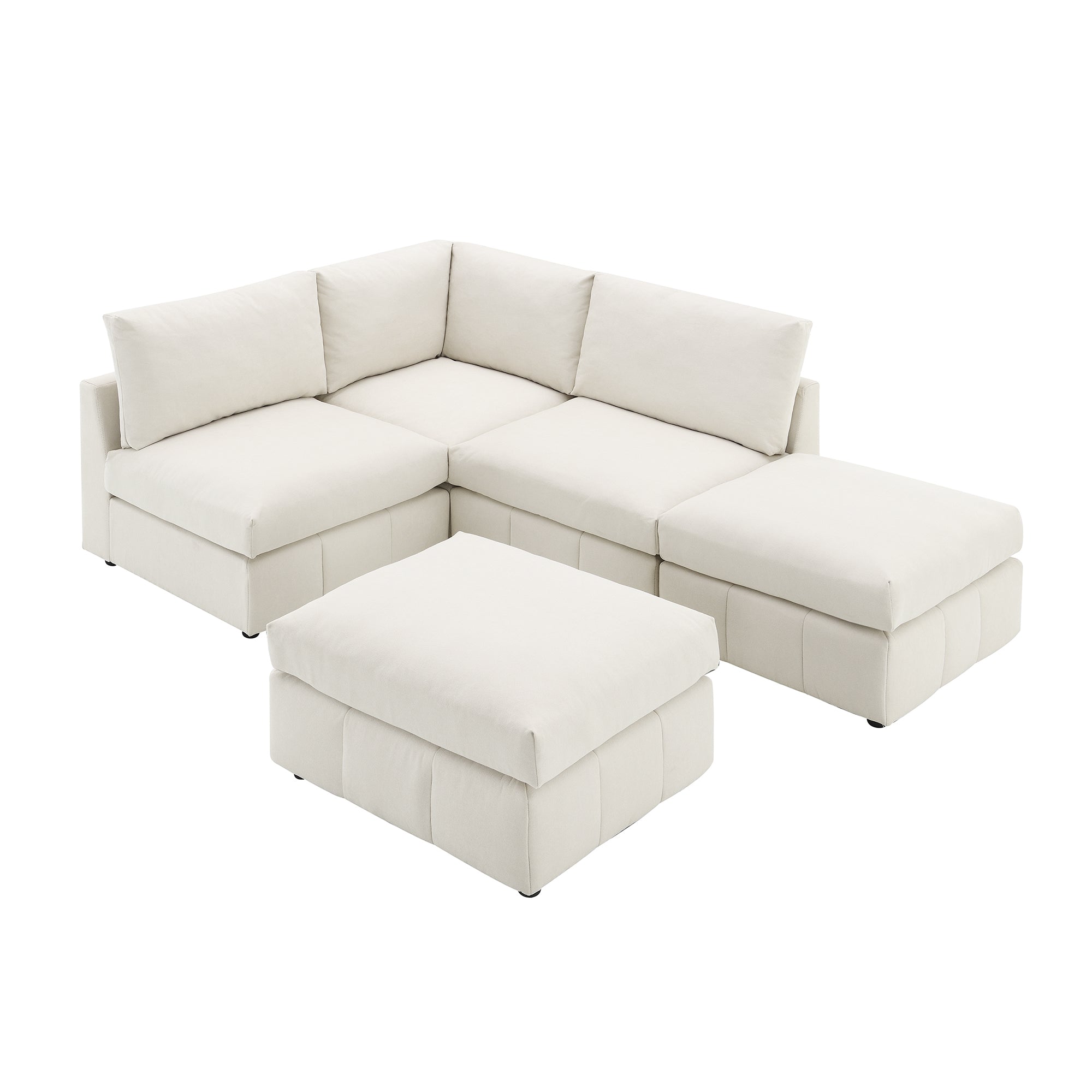 Bellemave® 93" L-Shaped Modern Sectional Sofa with Vertical Stripes with Convertible Ottomans Bellemave
