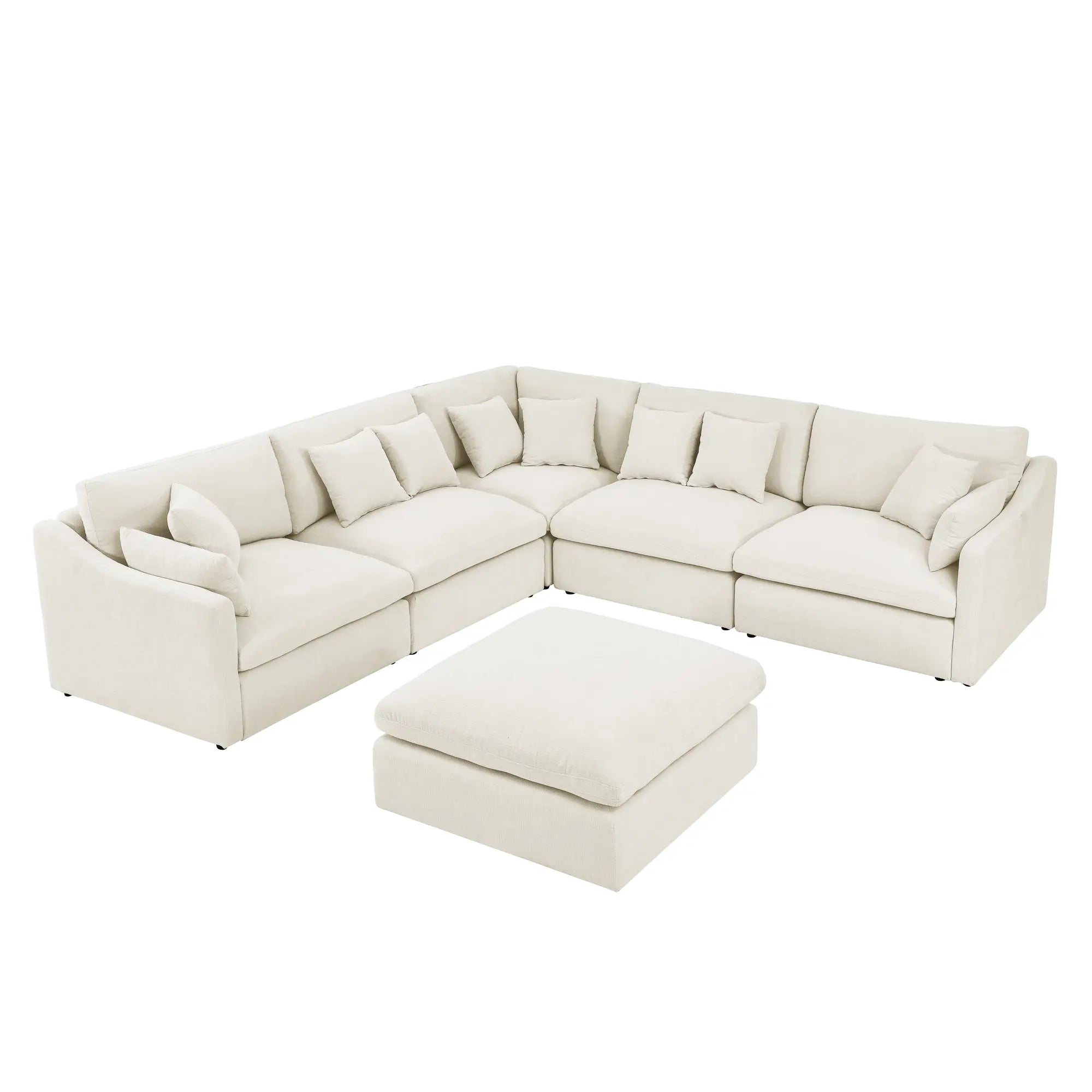 Bellemave 119" L-Shaped Sectional Sofa with Ottoman,10 Pillows, Oversized Upholstered Couch w/Removable Down-Filled Seat Cushion Bellemave