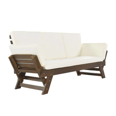 Bellemave® Outdoor Adjustable Patio Wooden Daybed Sofa Chaise Lounge with Cushions Bellemave®