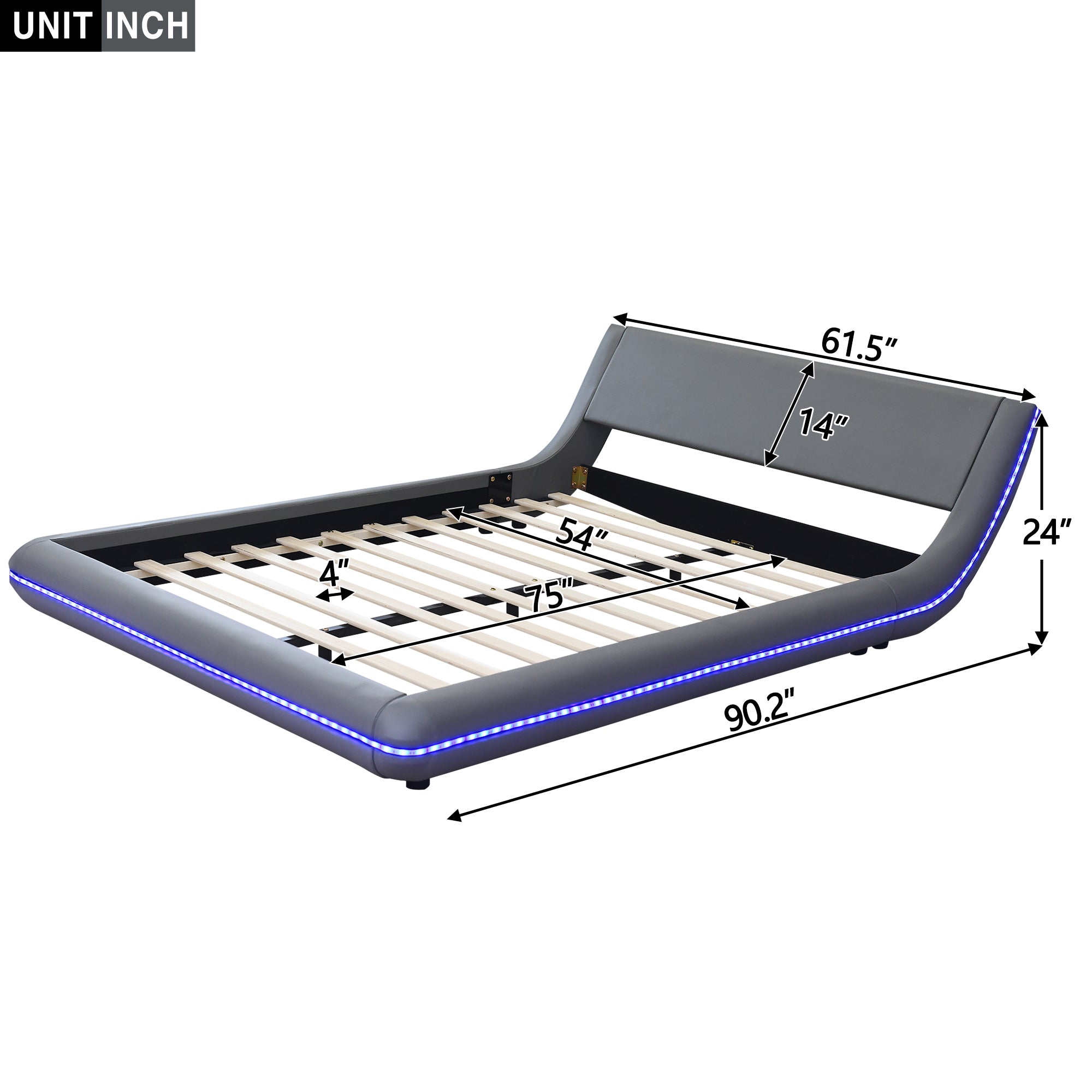 Bellemave® Upholstery Platform Bed with Sloped Headboard Bellemave®