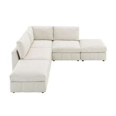 Bellemave® 93" L-Shaped Modern Sectional Sofa with Vertical Stripes with Convertible Ottomans Bellemave