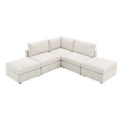 Bellemave® 93" L-Shaped Modern Sectional Sofa with Vertical Stripes with Convertible Ottomans Bellemave