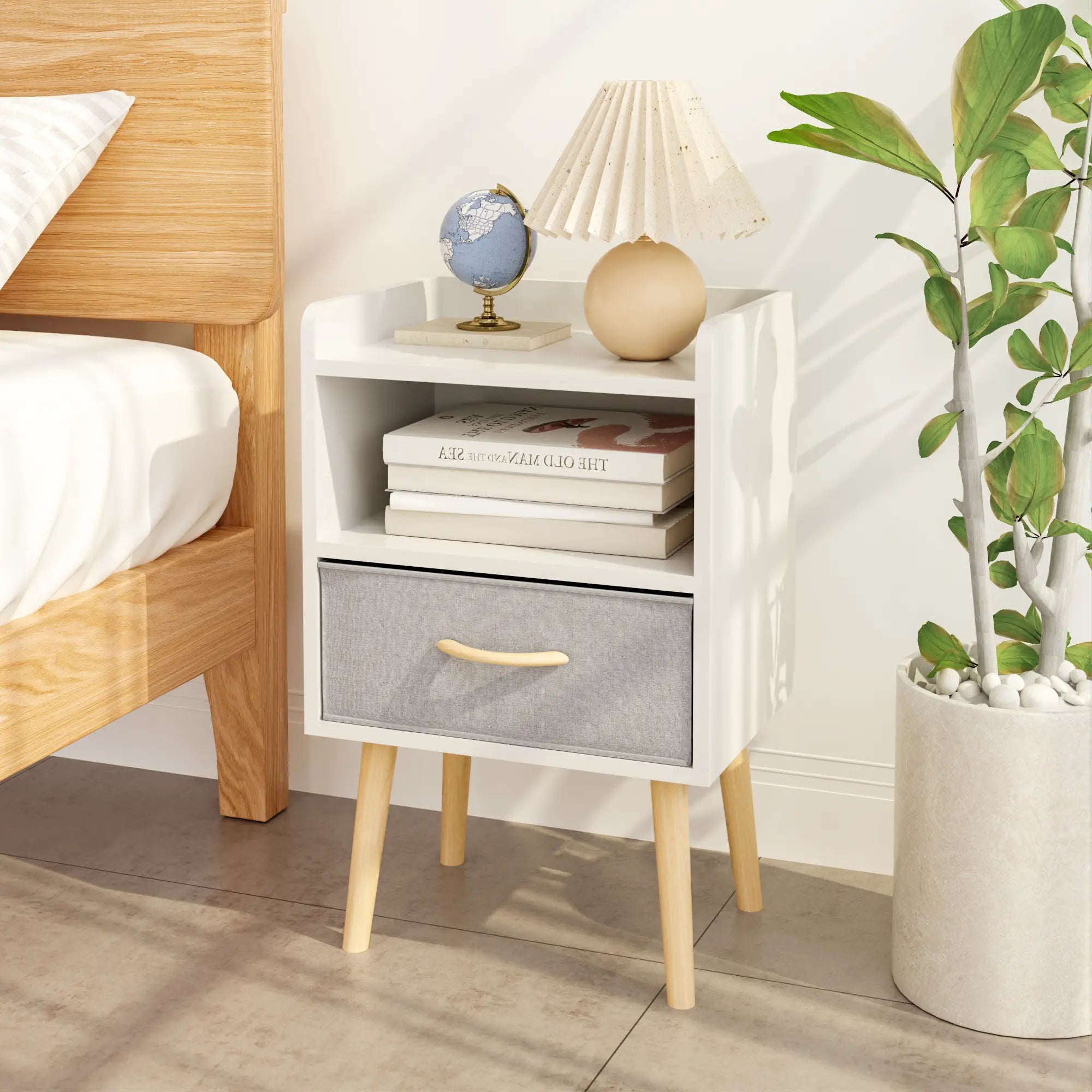 Bellemave Nightstand With Collapsible Fabric Drawer Bellemave