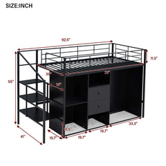 Bellemave® Metal Loft Bed with Drawers, Storage Staircase and Small Wardrobe Bellemave®