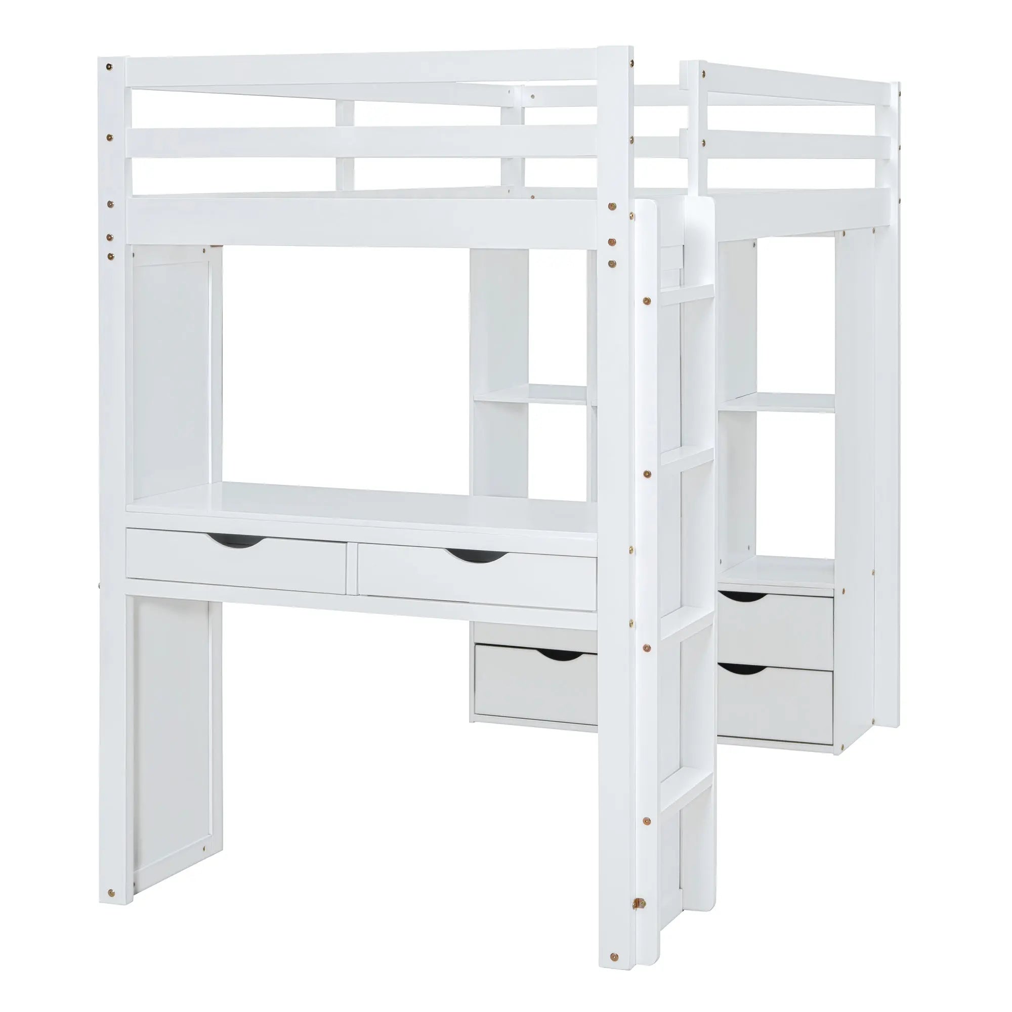 Bellemave® Loft Bed with large shelves, writing desk and LED Light Bellemave®