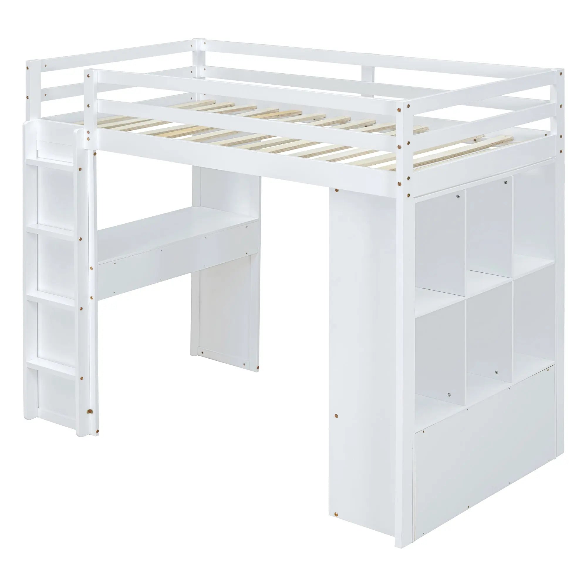 Bellemave® Loft Bed with large shelves, writing desk and LED Light Bellemave®