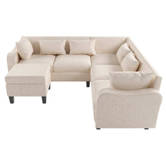 Bellemave® 87" L-Shape Modern Sectional Sofa with Coffee Table,Storage Ottoman and Unique Armrests Bellemave