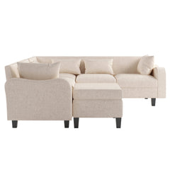 Bellemave® 87" L-Shape Modern Sectional Sofa with Coffee Table,Storage Ottoman and Unique Armrests Bellemave