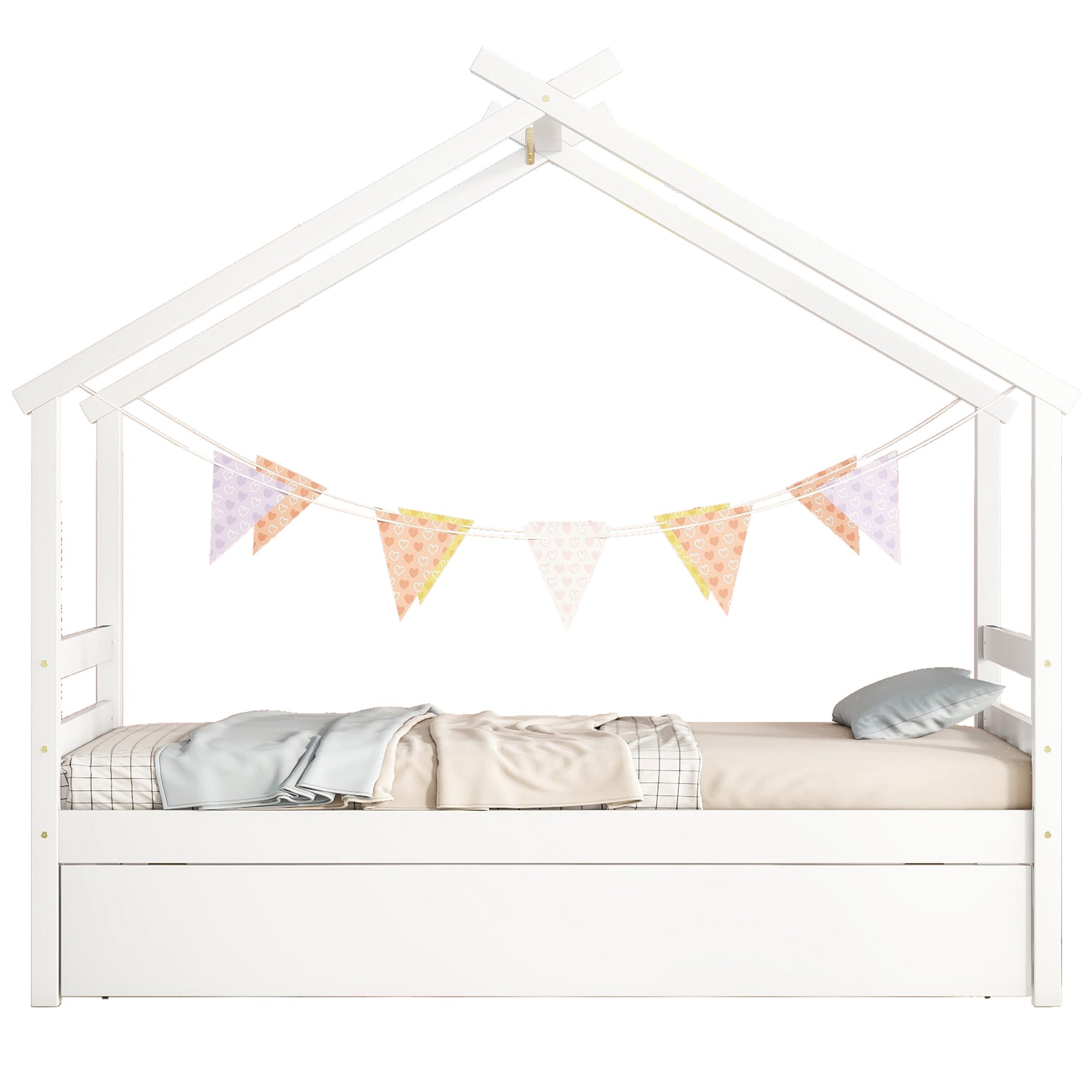 Bellemave Twin Size House-shaped Bed with Trundle Bellemave