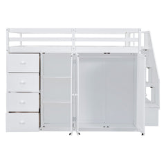 Bellemave® Full Size Loft Bed with Stairs and Storage Bellemave®