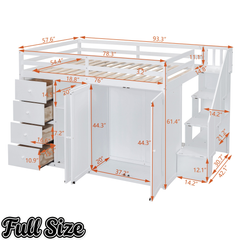 Bellemave® Full Size Loft Bed with Stairs and Storage Bellemave®
