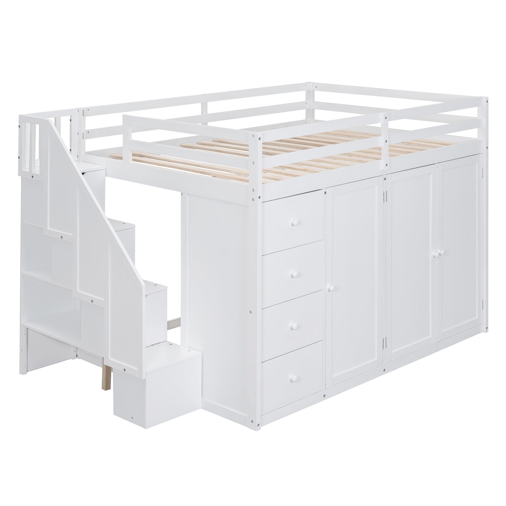 Bellemave® Full Size Loft Bed with Stairs and Storage Bellemave®