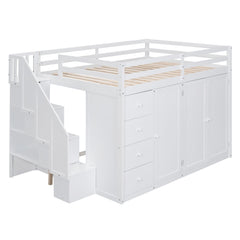 Bellemave® Full Size Loft Bed with Stairs and Storage Bellemave®