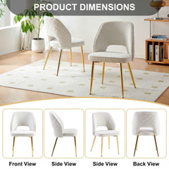 Bellemave® Boucle Dining Chairs with Metal Legs and Hollow Back Upholstered Dining Chairs Set of 4