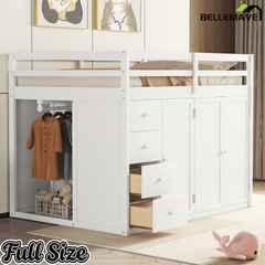Bellemave® Full Size Loft Bed with Stairs and Storage Bellemave®