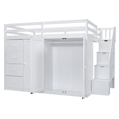 Bellemave® Full Size Loft Bed with Stairs and Storage Bellemave®