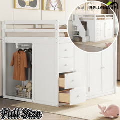 Bellemave® Full Size Loft Bed with Stairs and Storage Bellemave®