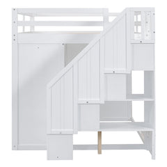 Bellemave® Full Size Loft Bed with Stairs and Storage Bellemave®
