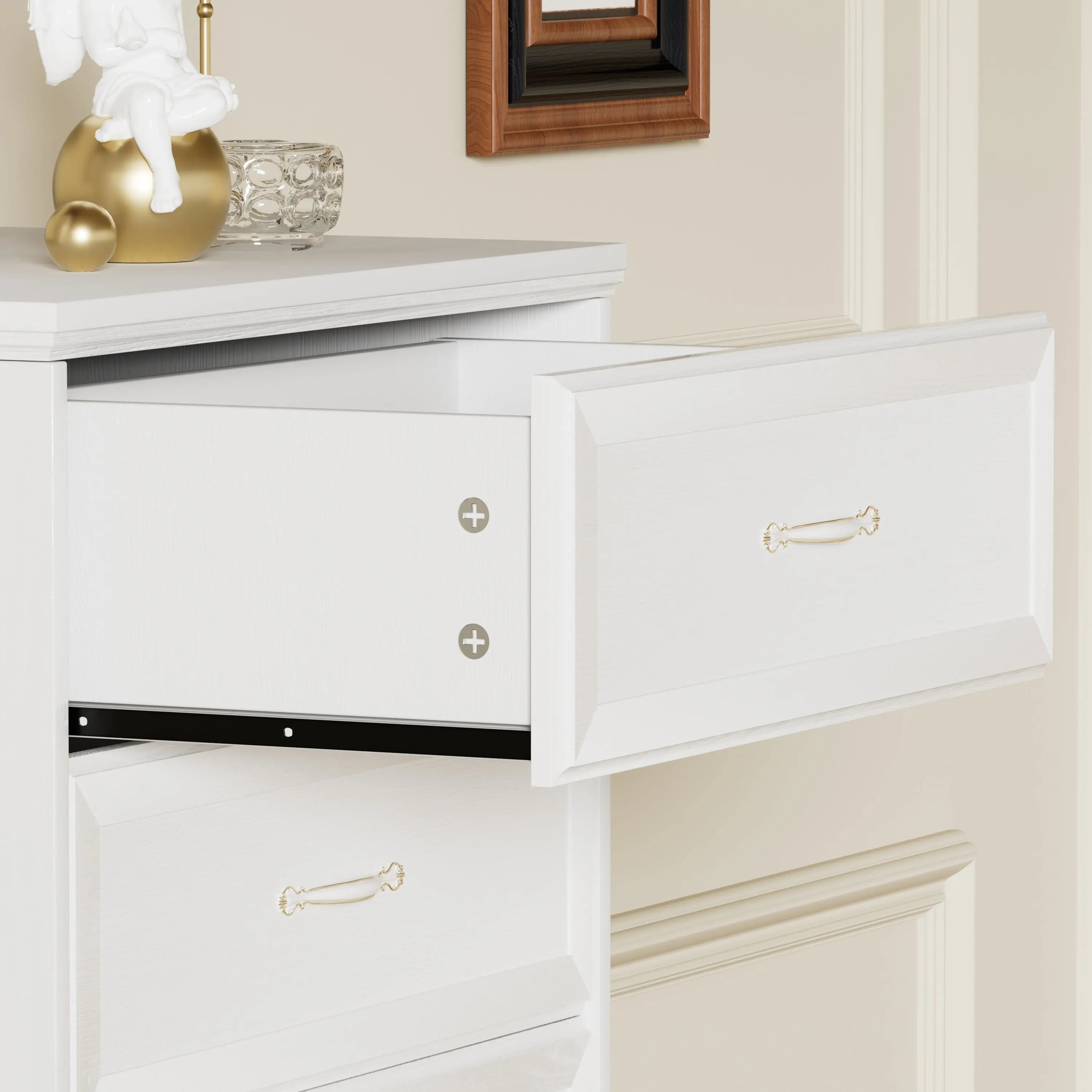 Bellemave Modern 5 Tier Bedroom Chest of Drawers with Metal Pulls Bellemave