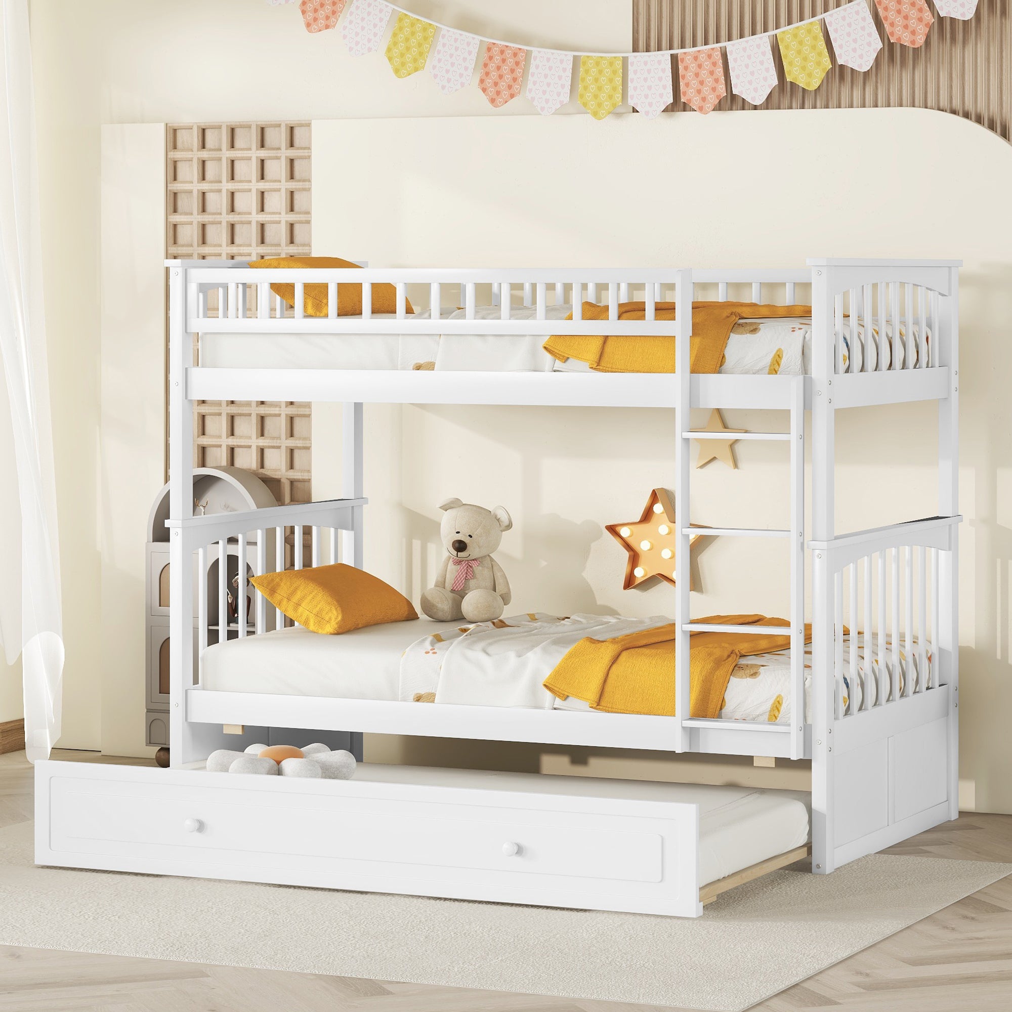 Bellemave Convertible Bunk Bed with Twin Size Trundle Bellemave