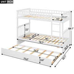 Bellemave Convertible Bunk Bed with Twin Size Trundle Bellemave