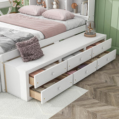 Bellemave® Full Size Platform Bed with Bookcase Headboard, Under bed Storage Drawers and Bed End Storage Case